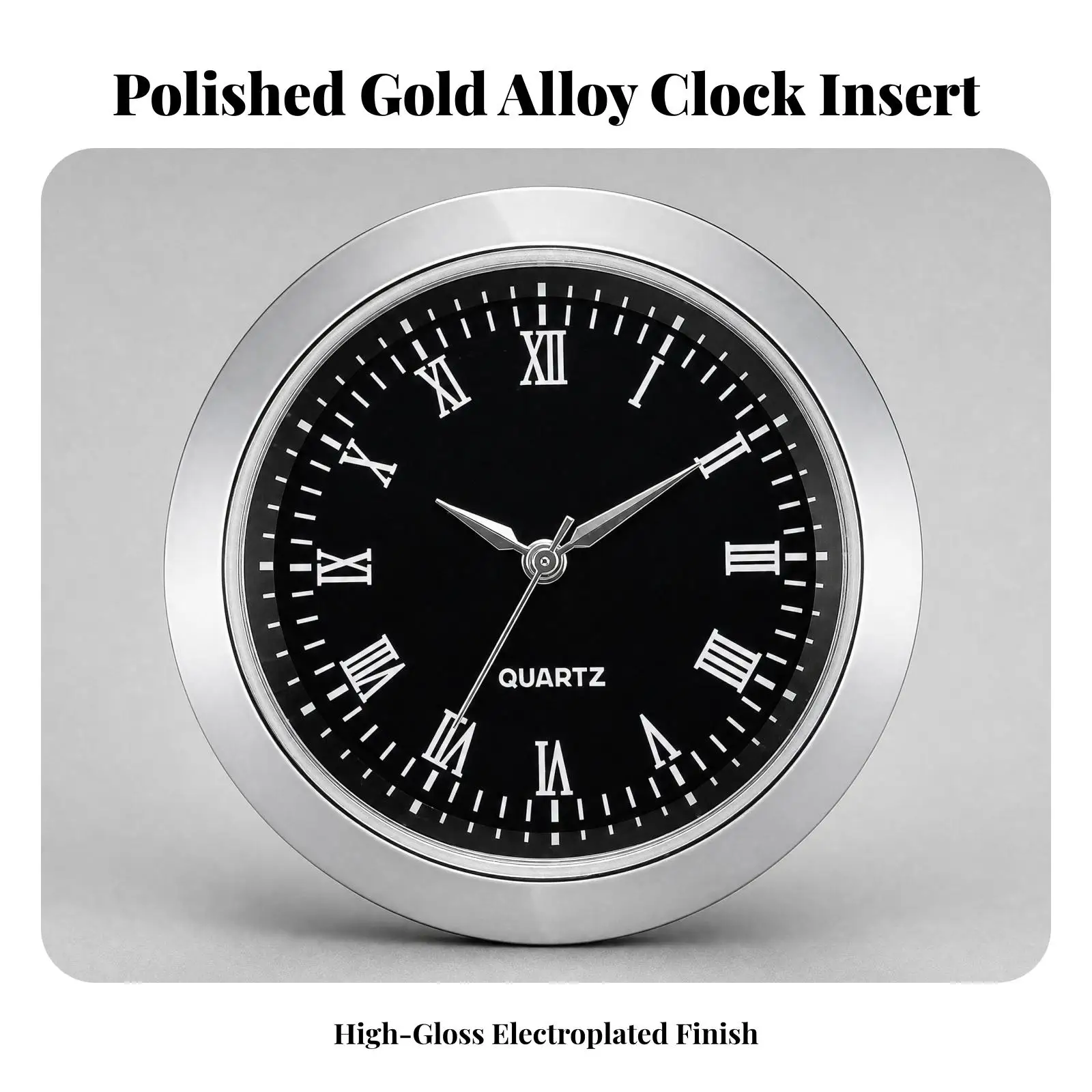Low Profile Quartz Clock Insert with Metal Frame and Second Hand for Craft Projects Clock Restoration