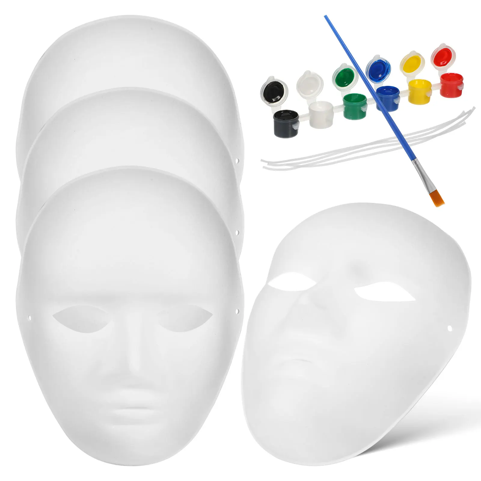 

1 Set Paintable Paper Mask Diy White Paper Pulp Mask Full Face Blank Craft For Halloween Decorations Masquerade Art Projects