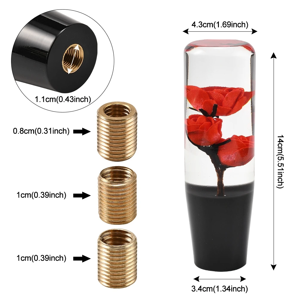 Rose Acrylic Shift Knob for Manual Automatic Car Gearstick Modified, Car Accessories Gear Shifter Head Flower Gear Knob Handle