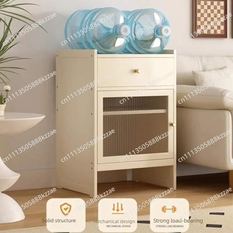 Multifunctional Robot Vacuum Storage Cabinet Living Room Organizer Shelf Small Space Nightstand with Drawers Slim Side End Table