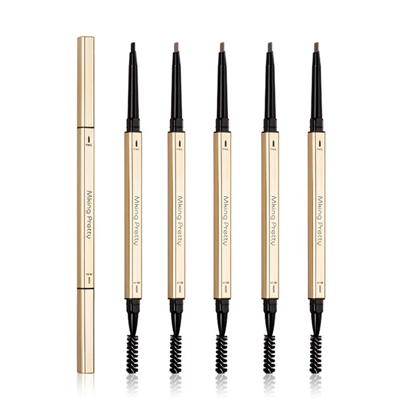 Double Head Eyebrow Pencil 5 Colors Brown Long Lasting Waterproof Ultra Fine Eye Brow Pen Luxury Gold Cosmetic