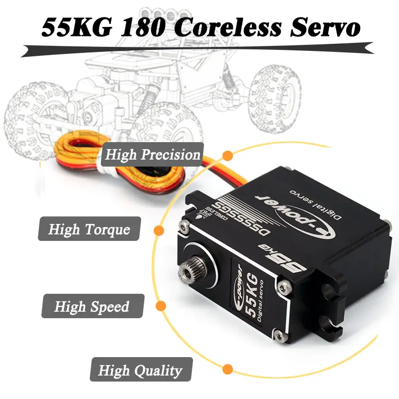 E-POWERRC Waterproof 55KG RC Servo 180/270 Degree Aluminum Case Digital Metal Gear HV Large Torque Coreless Car Truck Boat Parts