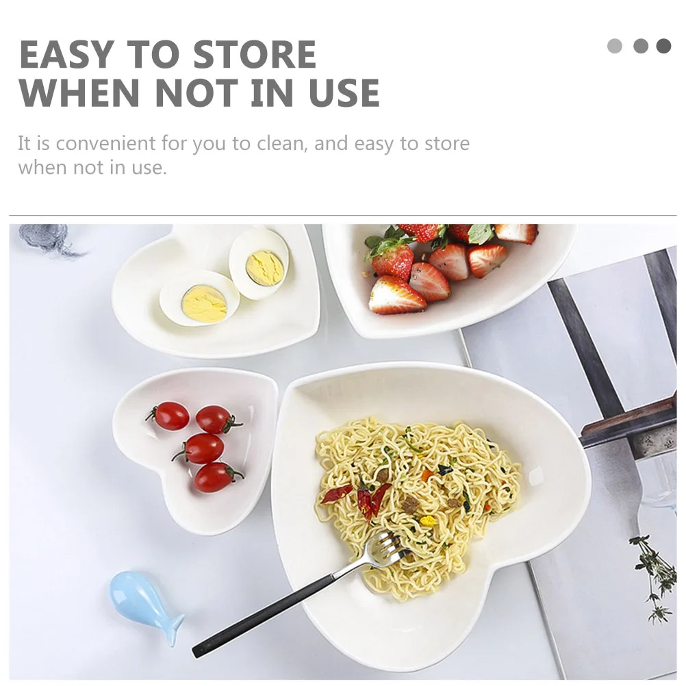 

2Pcs Premium Ceramic Heart Bowl Safe Noodle Salad Fruit Kitchen Supplies Storage Containers Ceramic Bowl