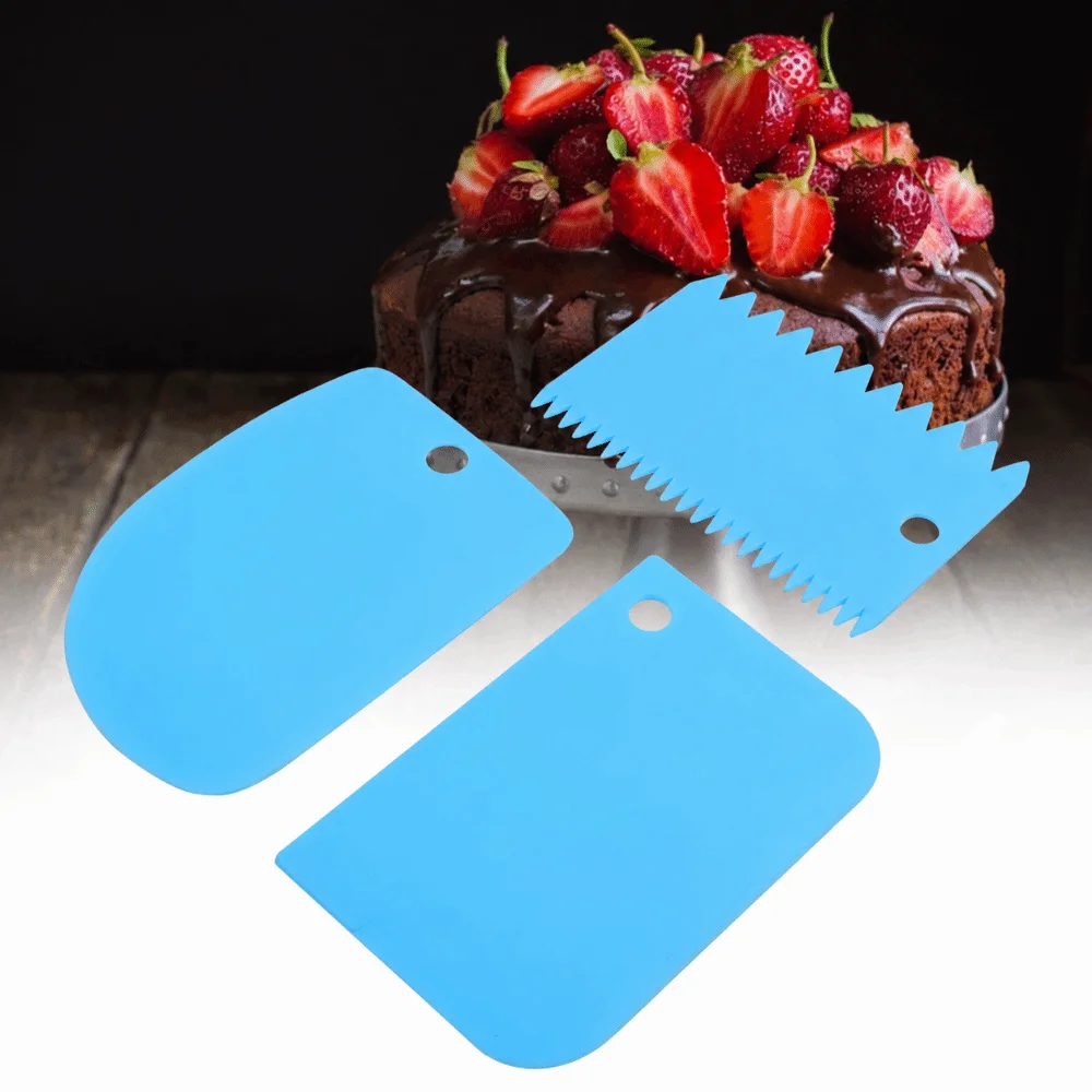 3PCS PP Baking Scraper Set Food Grade Non Stick Surface Dough Scraper Cutter Easy Clean Different Shapes Cream Dough Spatula