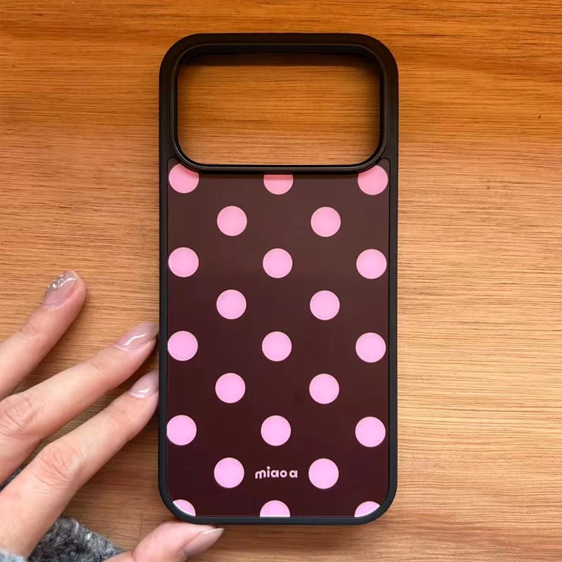 Y2k الكورية INS شخصية بسيطة الوردي البولكا نقطة جراب هاتف آيفون 17Air 16 15 14 13 12Pro ماكس 11 زائد للصدمات الغطاء الخلفي #1