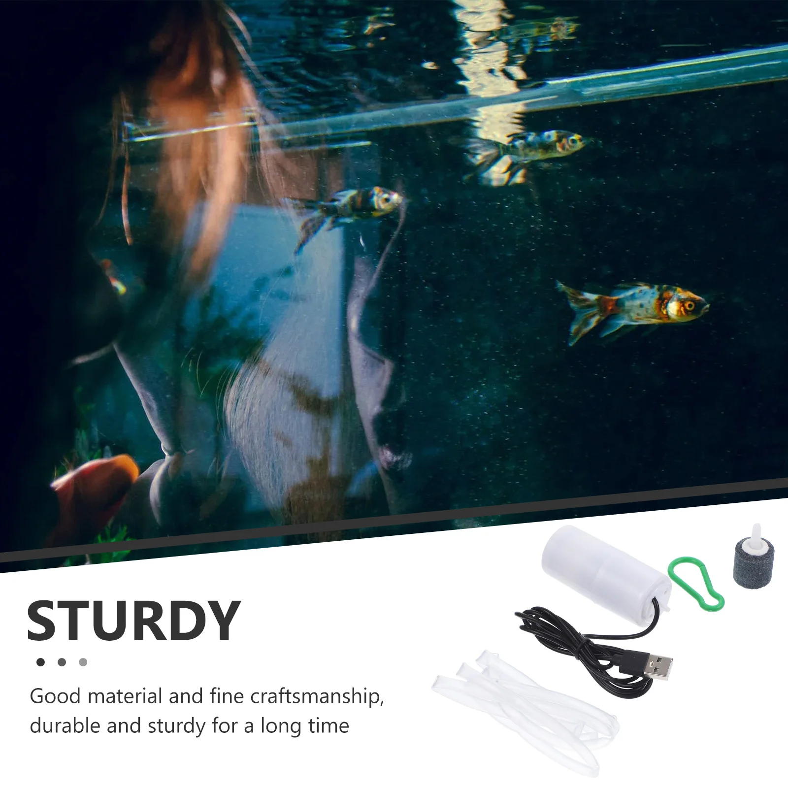 

Portable USB Fish Tank Oxygen Pump White Aerator for Home Family Office Pet Supplies Lightweight Durable Aquarium Air