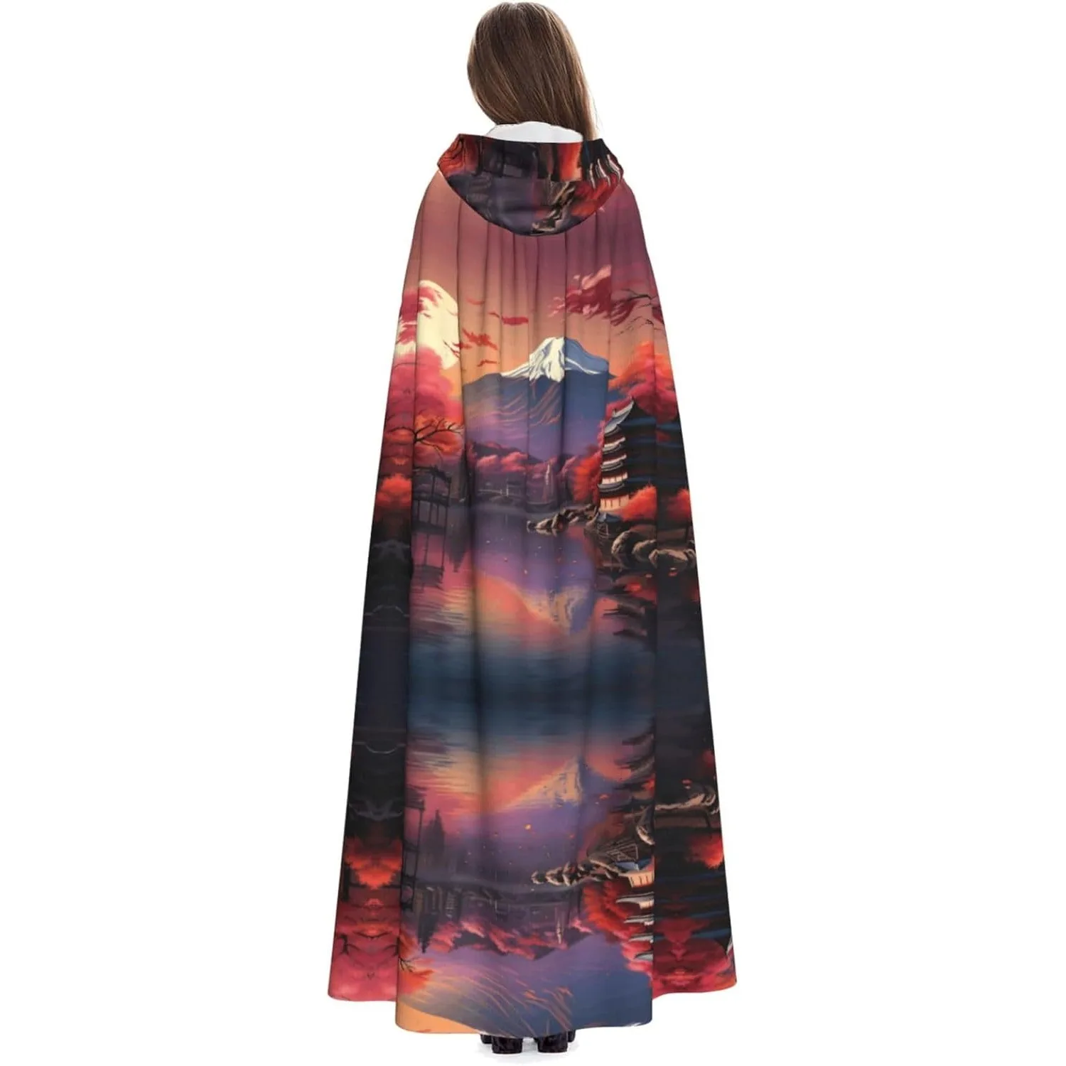 

Japan Mount Fuji Landscape print Adult Hooded Cape Carnival Festival Cape Cosplay Robe Costume party Gothic Carnival