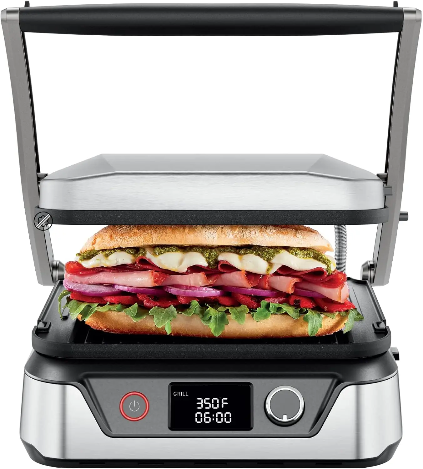 

5-in-1 Digital Panini Press Grill Sandwich Maker with Removable Plates, Opens 180° for Indoor BBQ