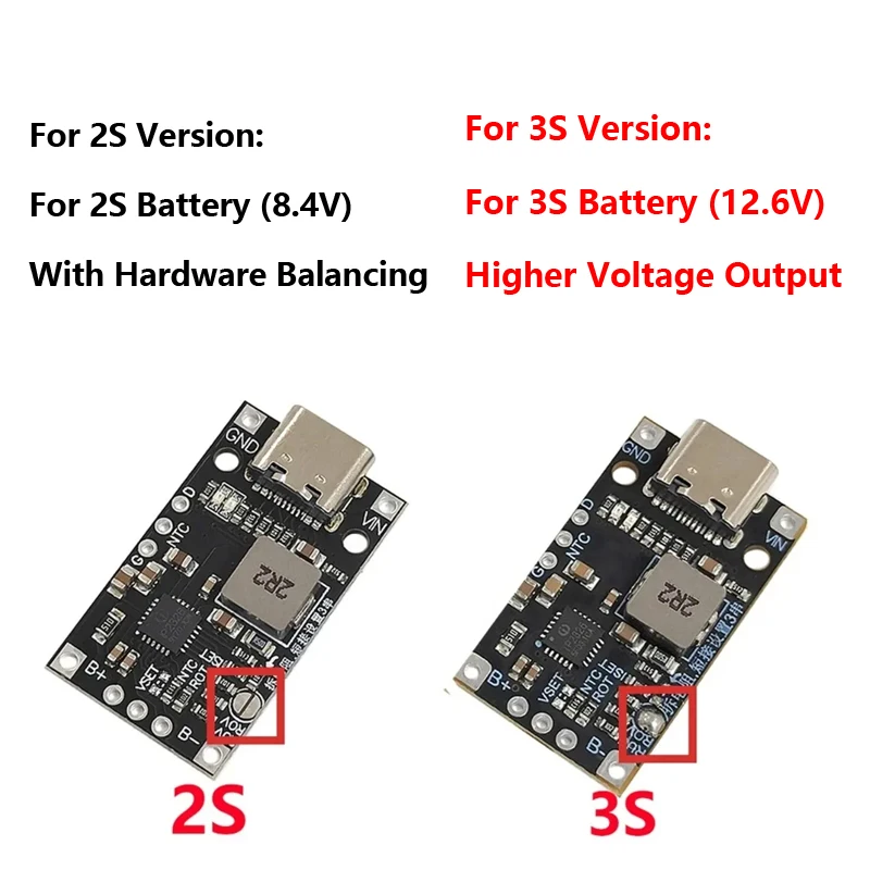 2S 3S Type-C USB BMS 15W 8.4V 12.6V 1.5A Lithium Battery Charging Boost Module With Balanced Support Fast Charge With Indicator 3