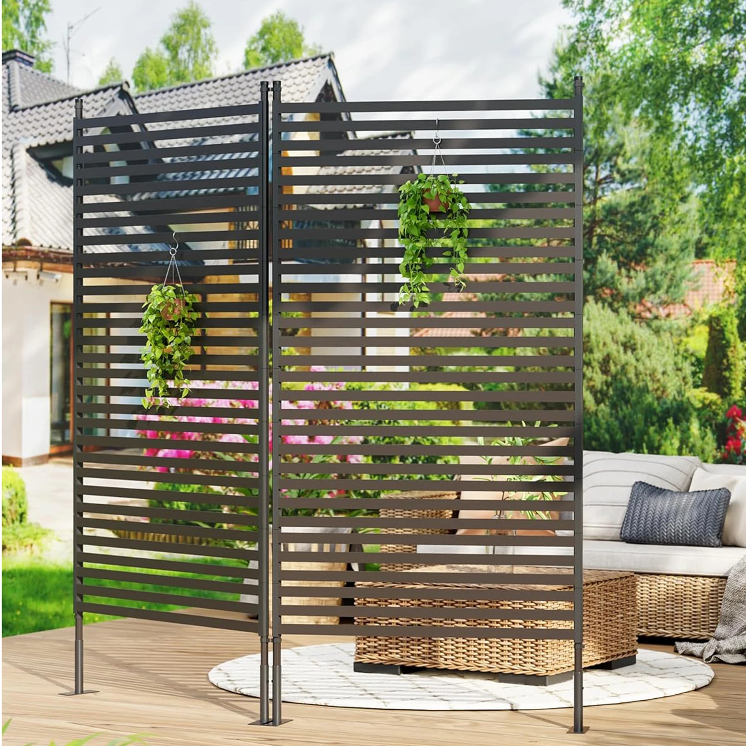 

Outdoor Screen, 90 x 180 cm Fence Screen Panel Free Standing Outside Backyard Decorative Screen Fence Panels for Patio Deck
