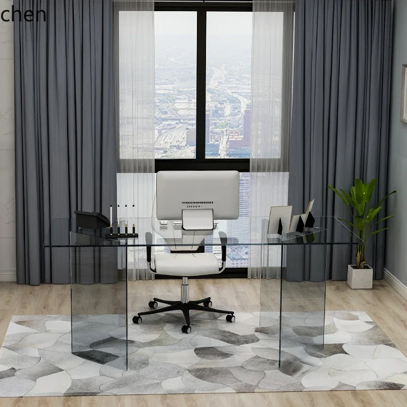 desk light luxury tempered glass computer home desk acrylic modern table writing desk