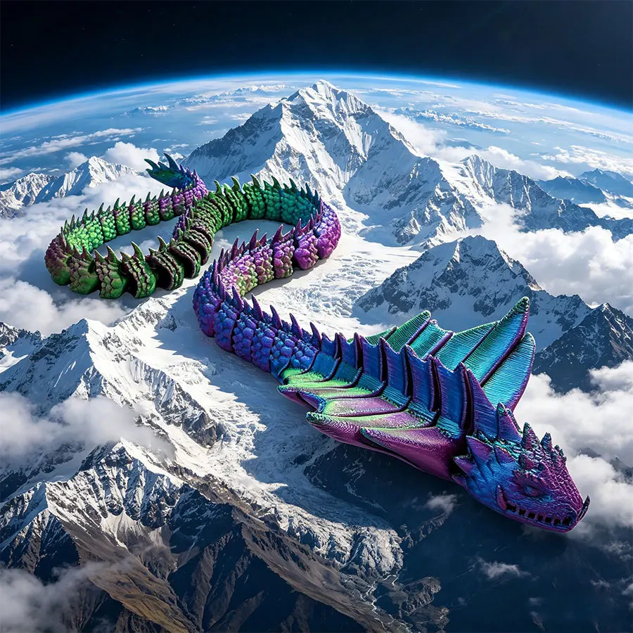 3D Printed Serpent Dragon Snake Movable Articulated Joints Simulation Viper Snake Figurine Desktop Ornament Christmas Gifts