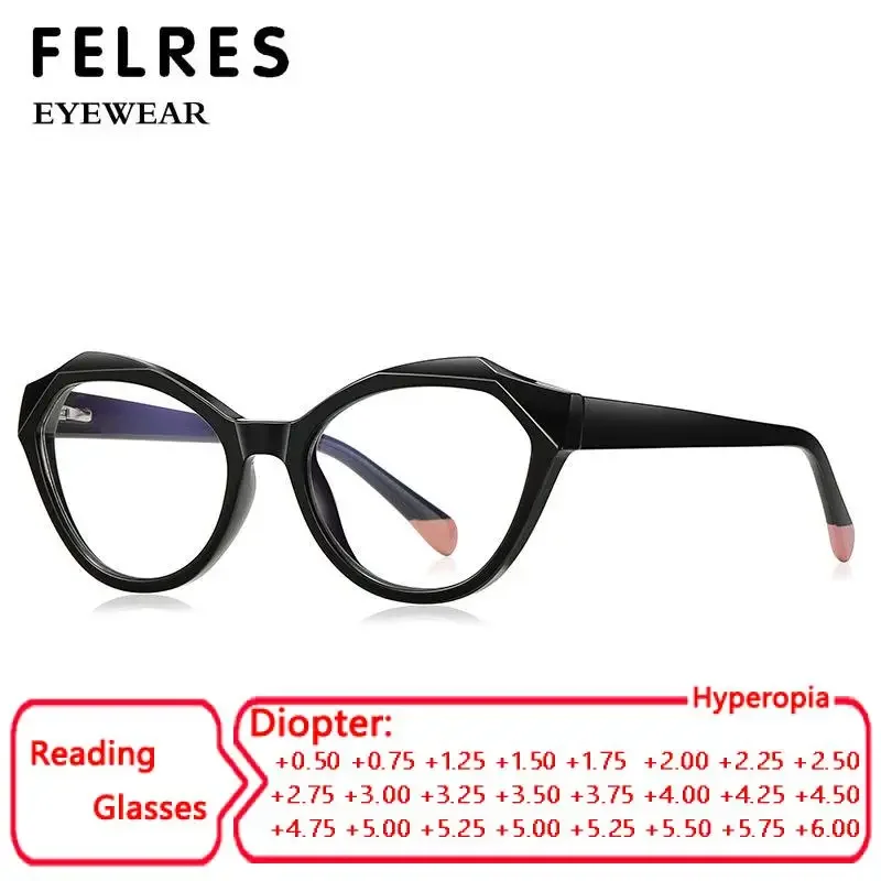 

TR90 Fashion Cat Eye Reading Glasses Women Anti-blue Light Far-sighted Eyewear Spring Hinge Champagne Eyeglasses