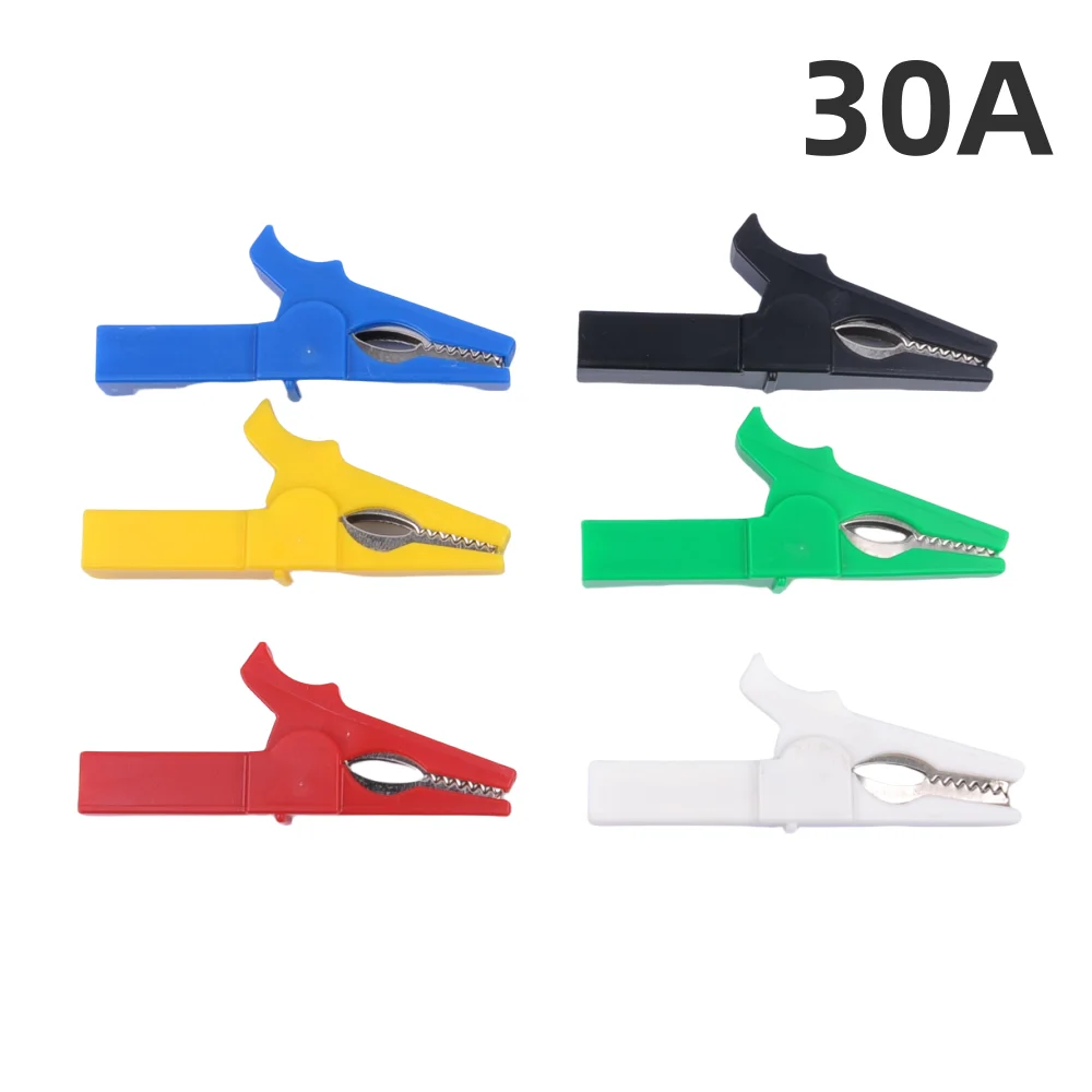 Alligator Clip with 15mm Opening  30A / 2KV Pure Copper Plastic Insulated Wire Clamp with 4mm Socket