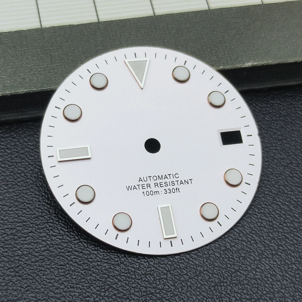 Manbushijie 28.5mm black white green blue  luminous dial fit NH35 ETA 2824 2836 Miyota 8215 821A Mingzhu DG2813 3804 movement image 5