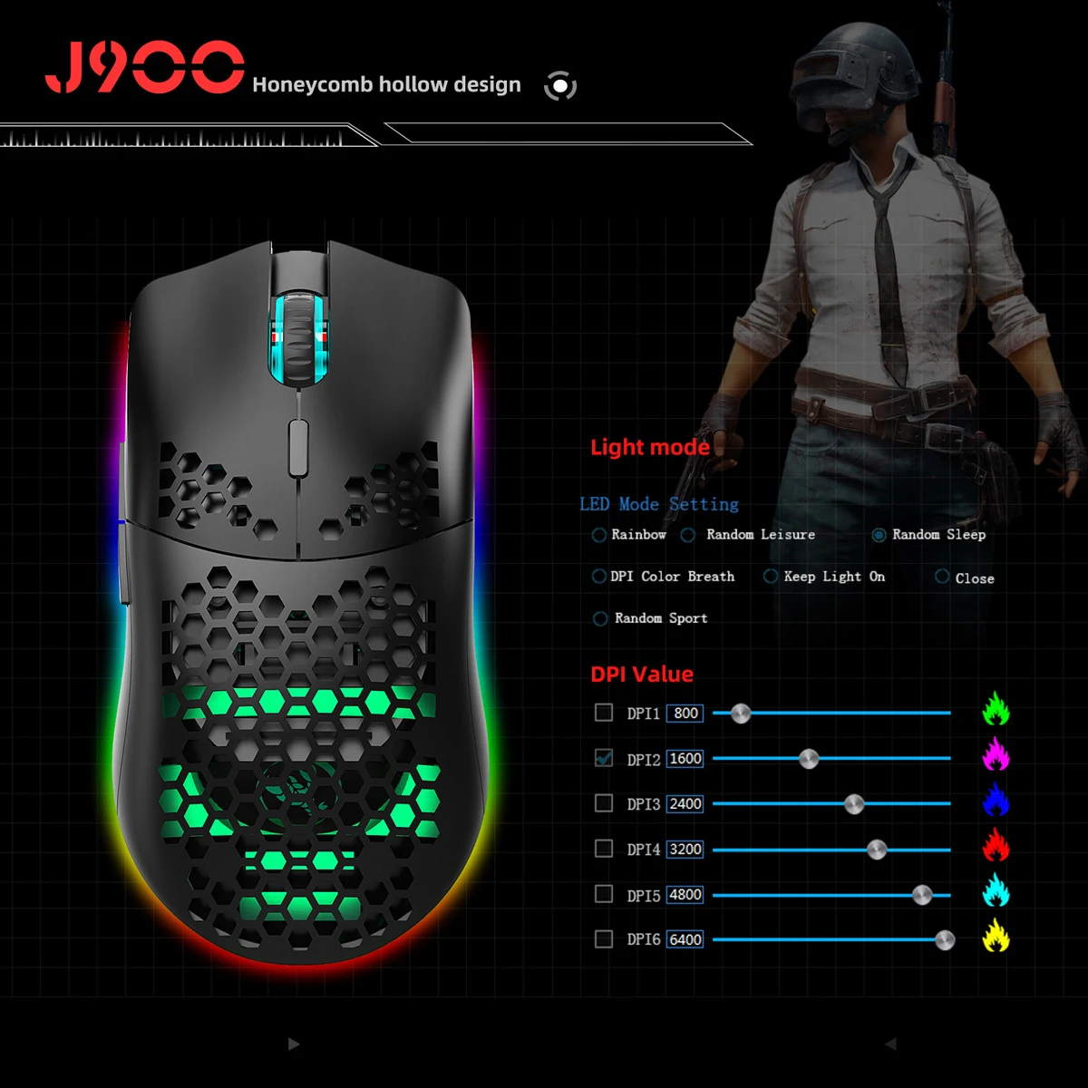 벌집 모양 쉘 사이드 버튼이 있는 무선 게이밍 마우스, PC, 태블릿, 데스크탑, 사무실, 게임용 