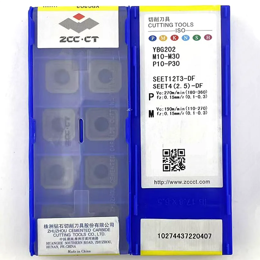 

SEET12T3-DF YBC301/SEET12T3-DF YBC302/SEET12T3-DF YBG202/SEET12T3-DF YBG302 ZCC.CT CNC carbide inserts milling inserts 10pcs/box