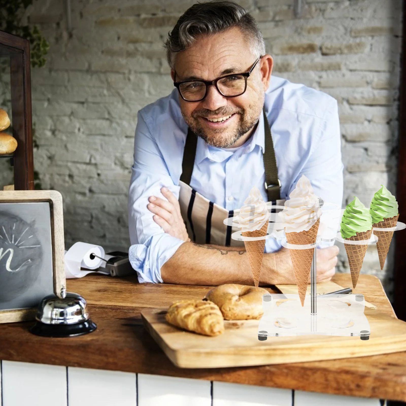 

8-луночная стойка для мороженого, многофункциональная акриловая подставка для мороженого, конуса, суши-ролла, легкая очистка, поставка для вечеринок и мероприятий