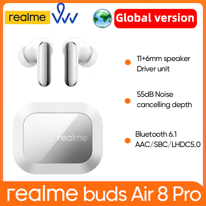  Global Version realme Buds Air 8 Pro TWS Earphone 55dB Noise cancelling depth True Wireless Earphone  Bluetooth 6.1 Headphone 
