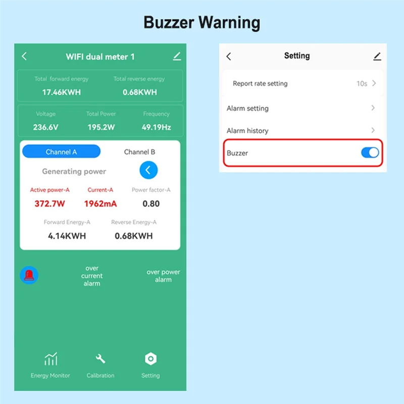 

SUNRI-Tuya Smart Wi-Fi двунаправленный счетчик энергии, однофазный с зуммером, сигнализация о перегрузке, приложение, монитор, производство солнечной энергии, расход