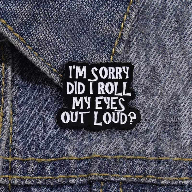 Enamel Pins Creative Letter Brooch Black Minimalist I'M SORRY Personalized English Short Sentence Metal Badge Badges for Clothes