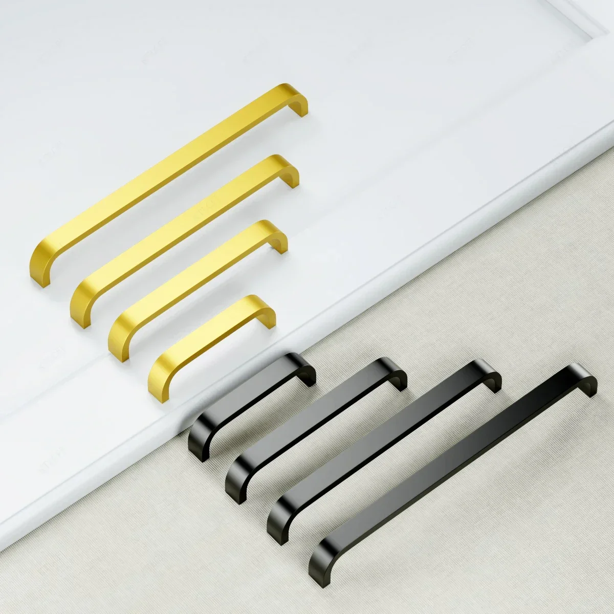 64/96/128/160/192mm Gold Black Silver Space Aluminum Handles Kitchen Door Cabinet Straight Handle Pull Knobs Furniture Hardware