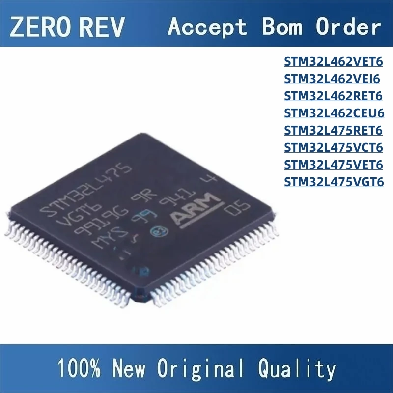 100% New STM32L462VET6 STM32L462VEI6 STM32L462RET6 STM32L462CEU6 STM32L475RET6 STM32L475VCT6 STM32L475VET6 STM32L475VGT6 IC