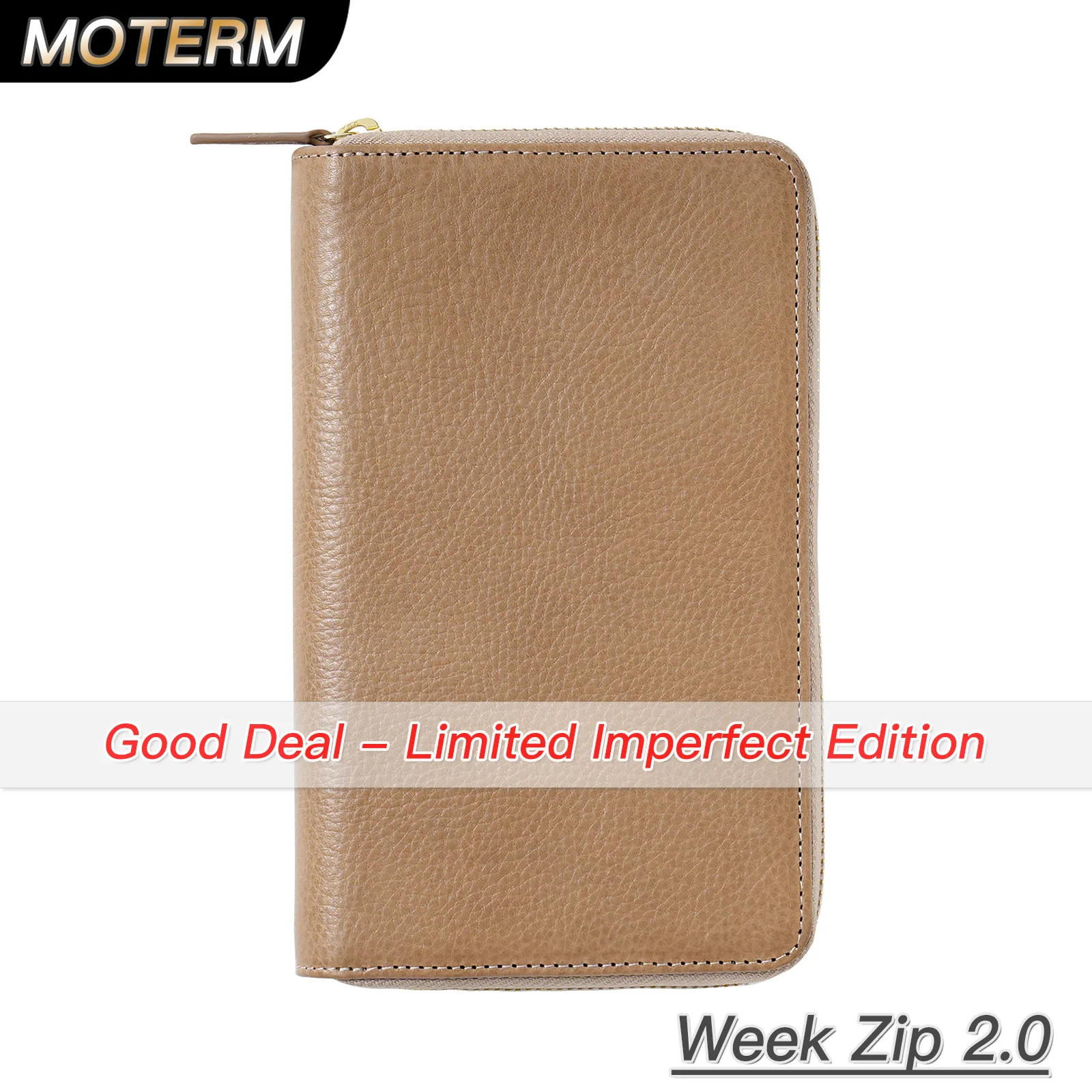 Limited Imperfect Moterm Full Grain Vegetable Tanned Cowhide Planner Zip Weeks 2.0 Cover for Hobo Weeks/ Mega Notebook Organizer