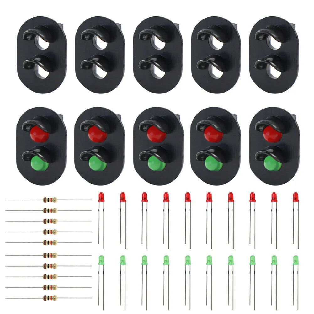 Steel Column Model Lampposts 10pcs Signal Heads For Railway Signal Green Or OO Scale Or HO Scale Etc Red Brand New High Quality