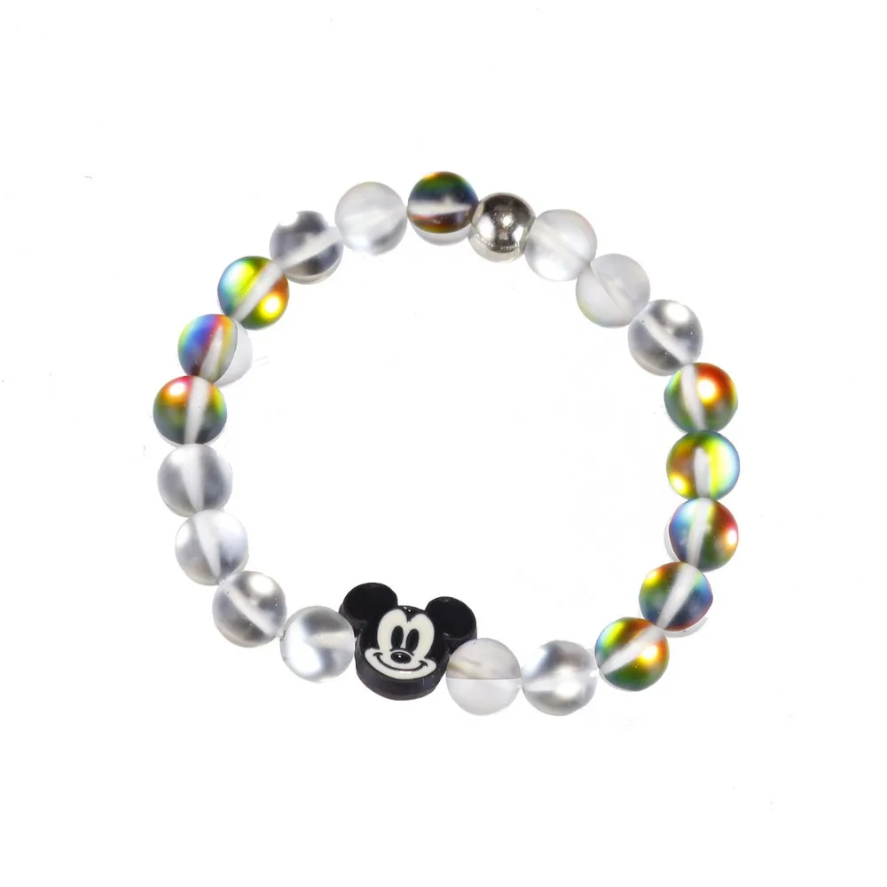 Disney Stitch Glow-in-the Dark Bracelets for Girls Women Anime Jewelry Accessor Mickey Minnie Trend Bracelet Kids Birthday Gifts