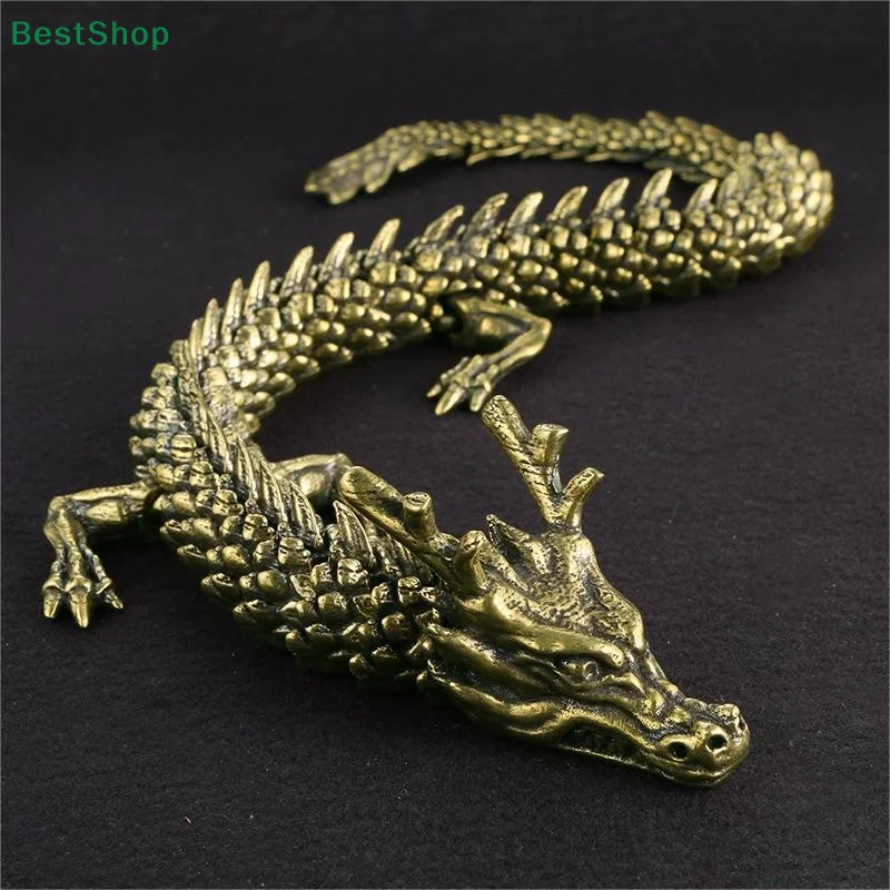 💖3D Alloy Five-Claw Golden Dragon Ornament - Moveable Body Joints Antique Dragon Statue Desktop Decor For Home And Office