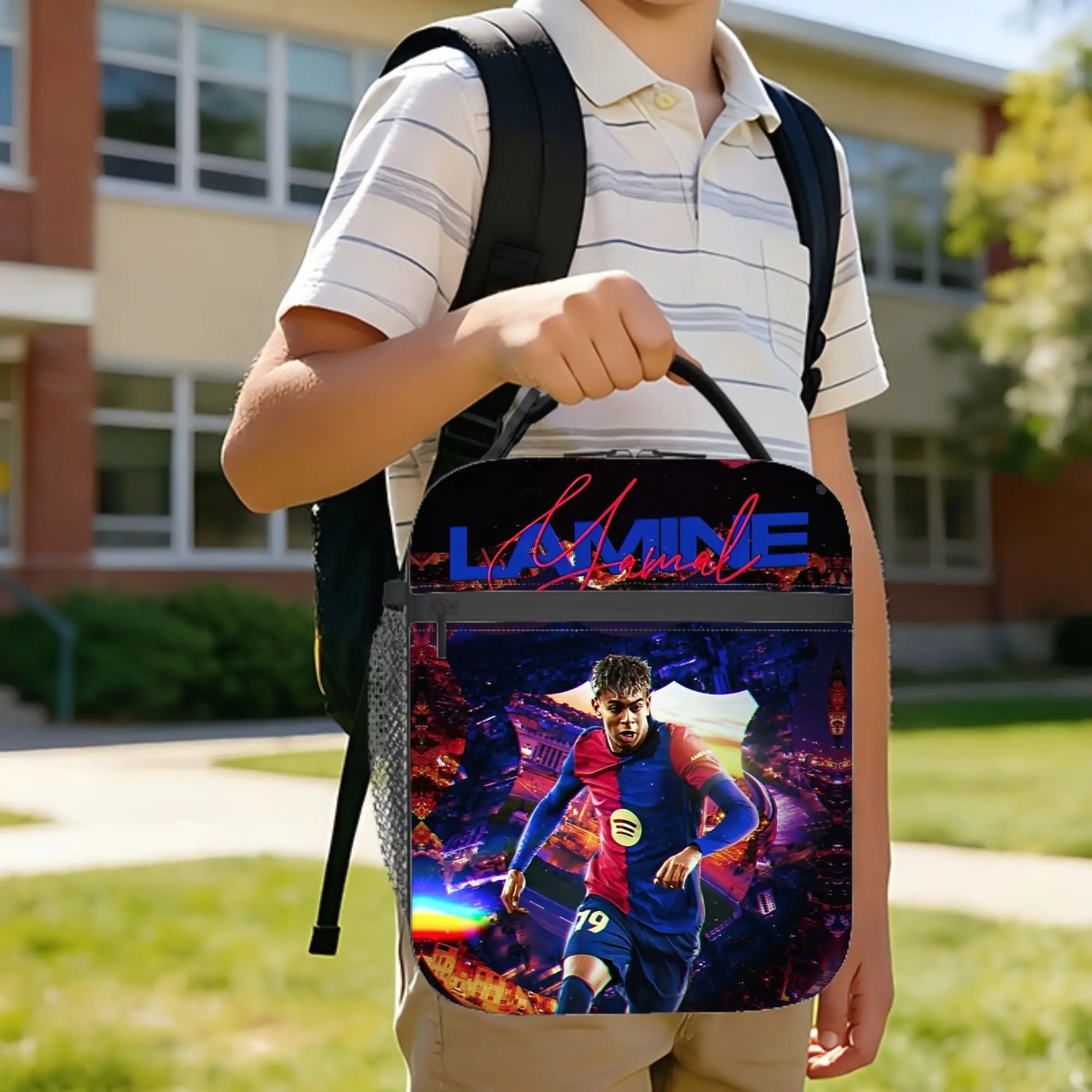 Number 19 Lamine Y-Yamal Insulated Lunch Bag Portable Meal Container Cooler Bag Tote Lunch Box College  Outdoor Bento Pouch