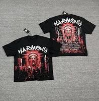 Camiseta de Verano para Hombre, Estilo Urbano, con Diamantes Brillantes, Algodón Lavado, Cuello Redondo, Vintage, con Pedrería, Manga Corta, Talla Grande