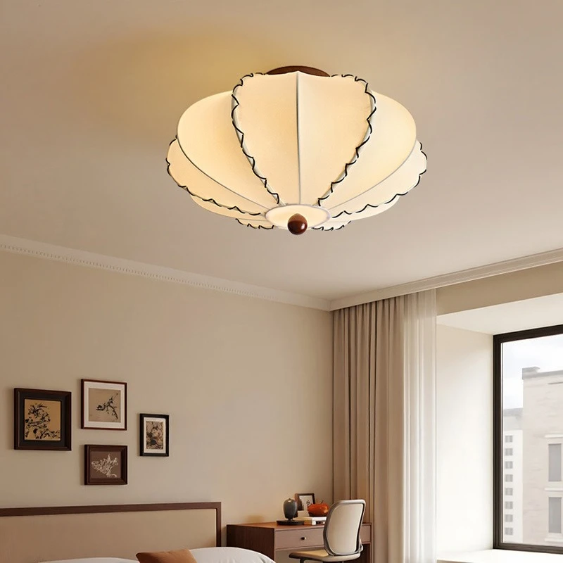 medieval French Maillard bedroom lace ceiling light wabi  nostalgic retro fabric lantern homestay master bedroom light
