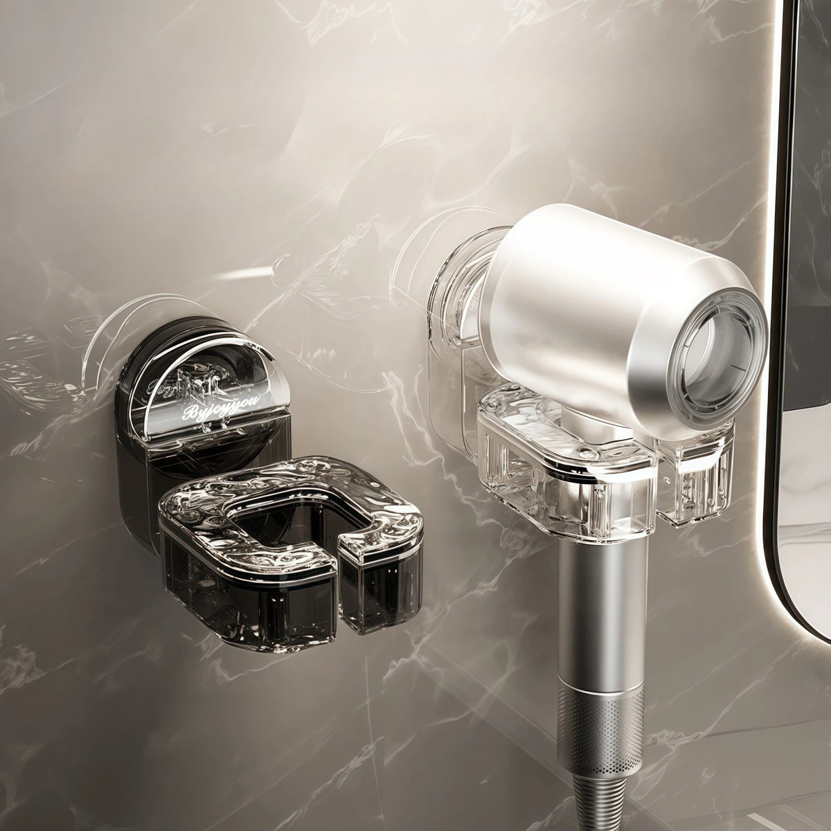 

Bathroom Punch-Free Wall Mounted Hair Dryer Holder,Suction Cup Rotating Lazy Hair Dryer Storage Bracket Hangers Organization