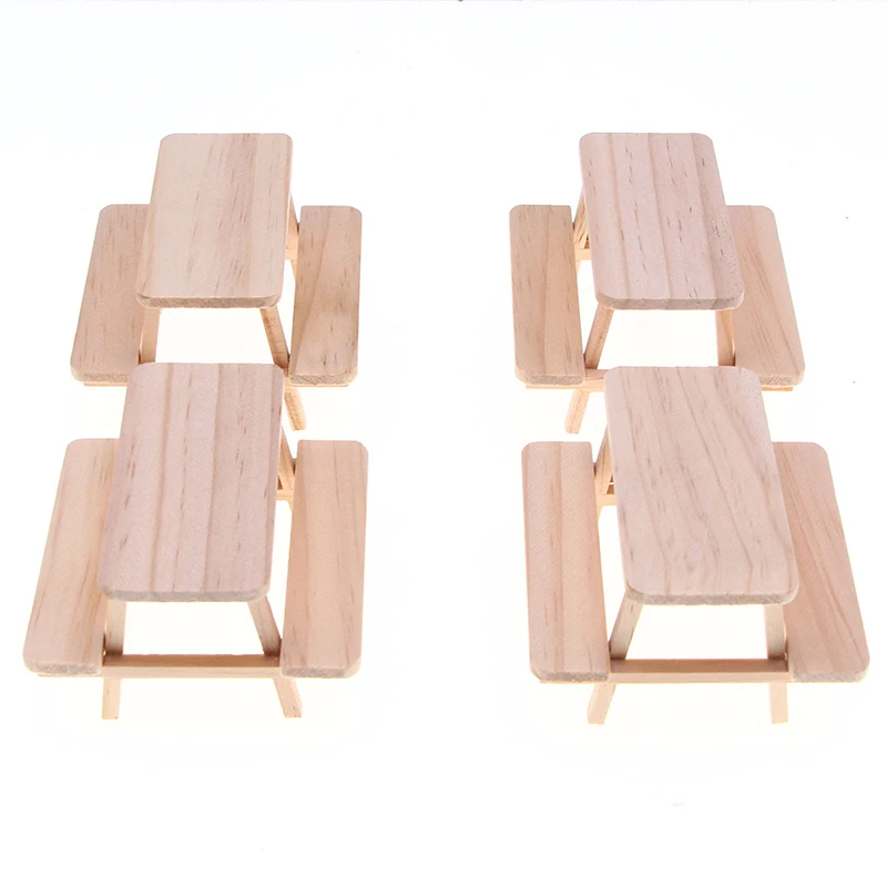 Dollhouse Miniature Simulation Mini Wooden One-piece Table Chair Furniture Model Toys For Doll House Accessories Decoration