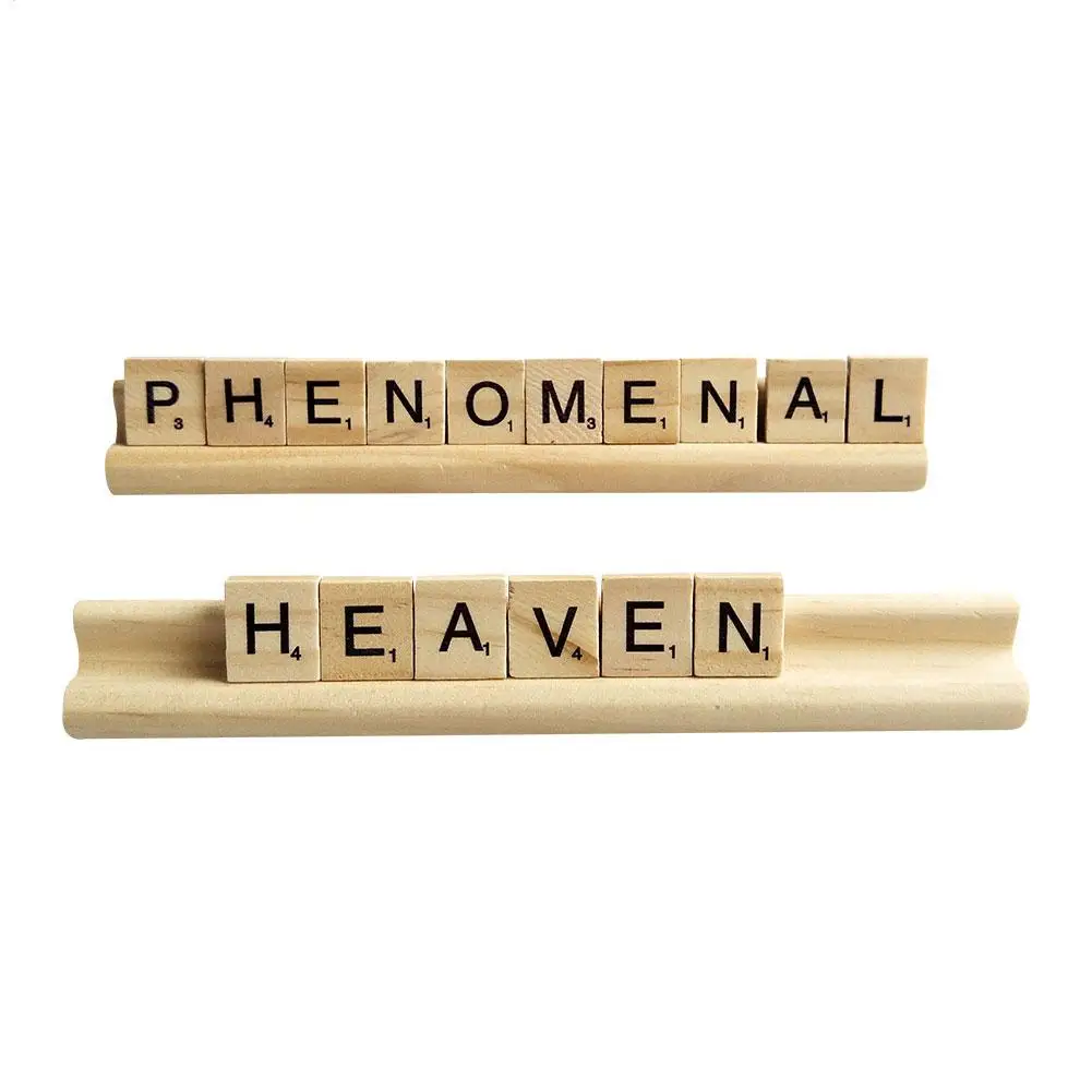 4 Pieces Game Tile Holders  Portable Multi-Purpose Wooden Letter Tile Stand for Family Game Night Mexican Train Outdoor Player