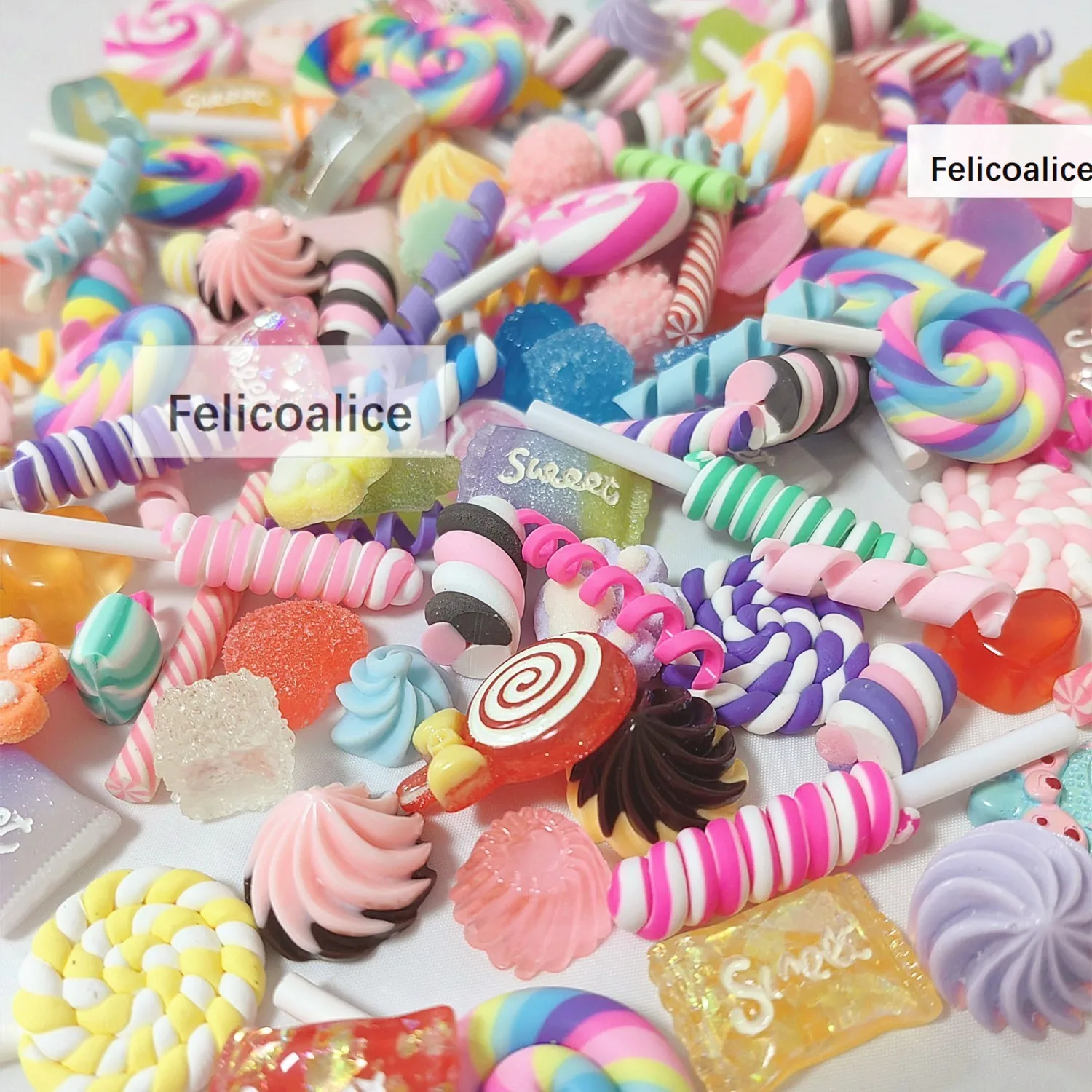 15 teile/los Mix Harz Lutscher Regenbogen Donuts Süßigkeiten Zucker Glück Tasche DIY Handwerk Sammelalbum Cabochons für Bögen Lebensmittel Spielzeug Materialien – Detail 2