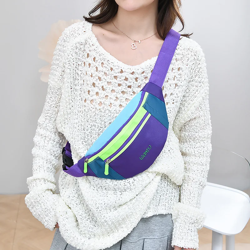Bolsa Transversal Color Block da Última Moda, Design Casual Esportivo com Múltiplos Bolsos, Espaçosa e Minimalista