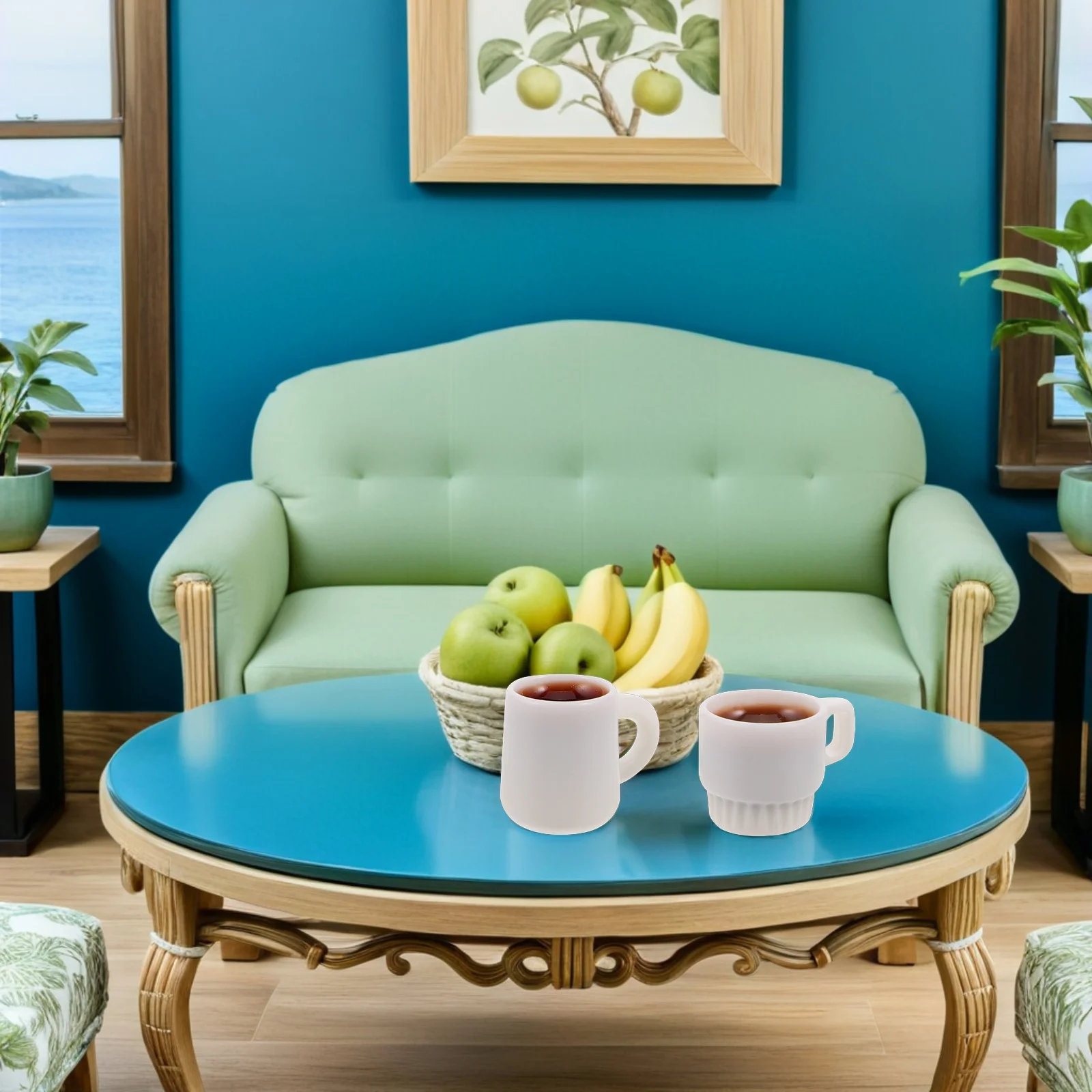 50 Uds Mini juego de tazas de café de resina casa de muñecas en miniatura accesorios de cocina pequeños adornos de bebidas DIY llavero pendiente encantos