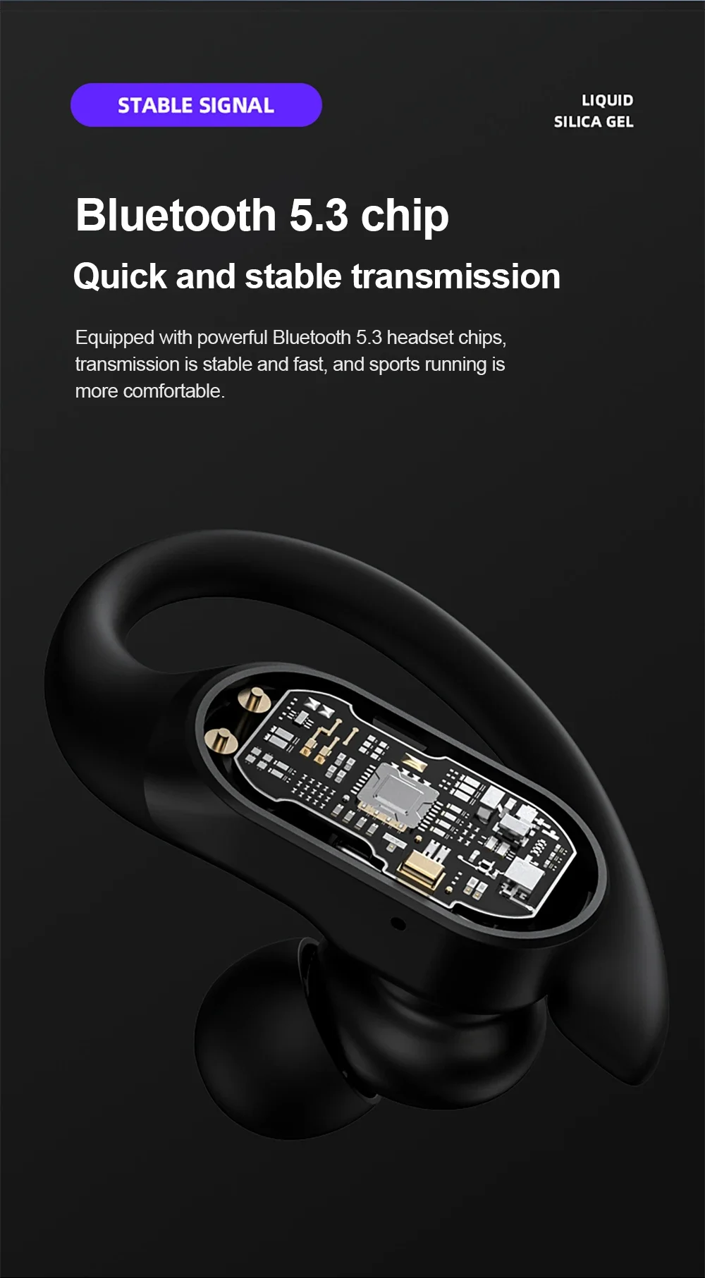 Lenovo LP75 Bluetooth-Headset, Sicherer Ohrbügel, Kabellose Ohrhörer, LED-Batterieanzeige, Ergonomisches Design, Kopfhörer für Outdoor-Aktivitäten – Detail 6