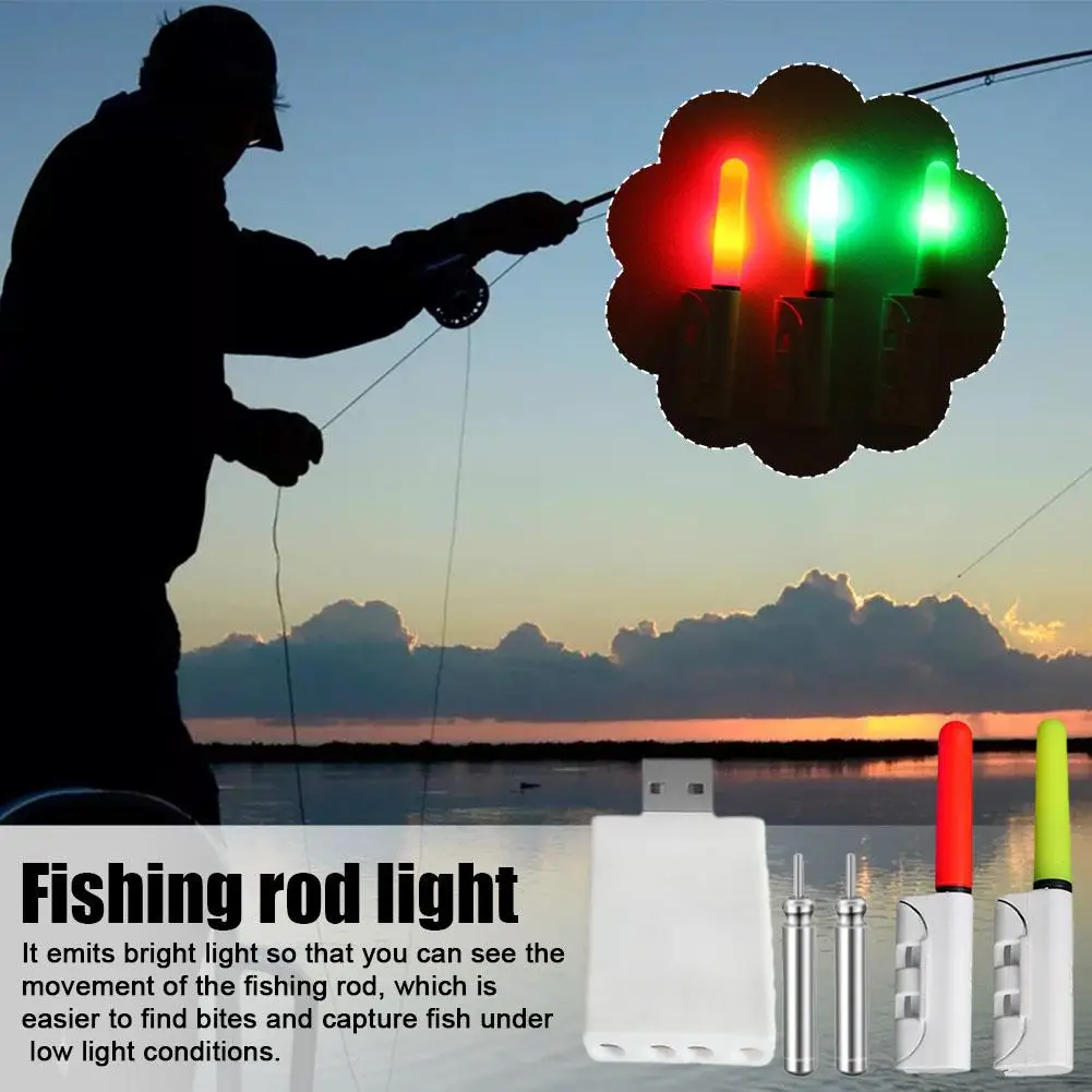 Fishing Rod Light Night Fishing Light Lithium Battery Tools Buoy Bobber Charge Pesca Stick Luminous USB Fluorescent Lamp