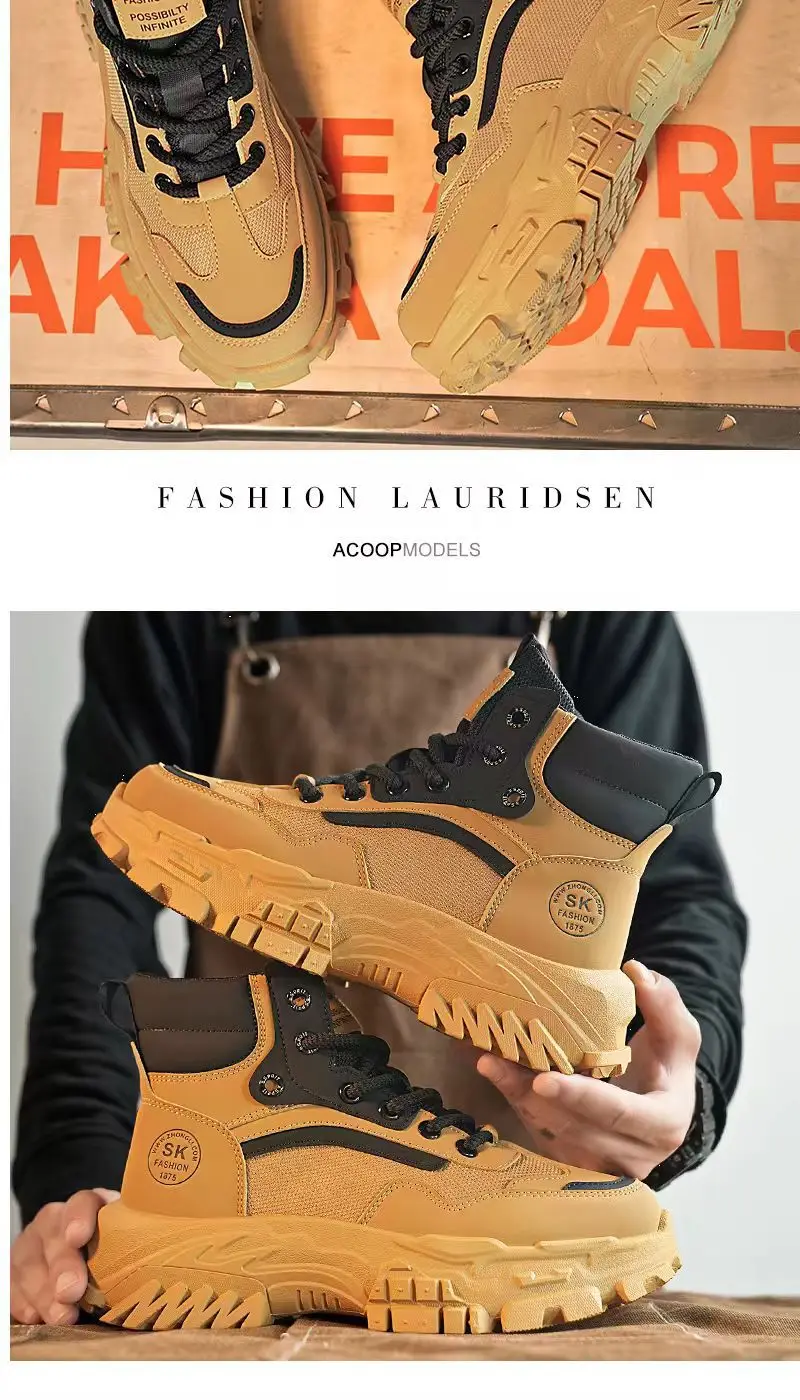 2026 Herren High-Top Arbeitsschutzschuhe Rutschfeste Verschleißfeste Frühling-Herbst Outdoor-Kletter-Arbeits-Sport-Trendstiefel – Detail 13