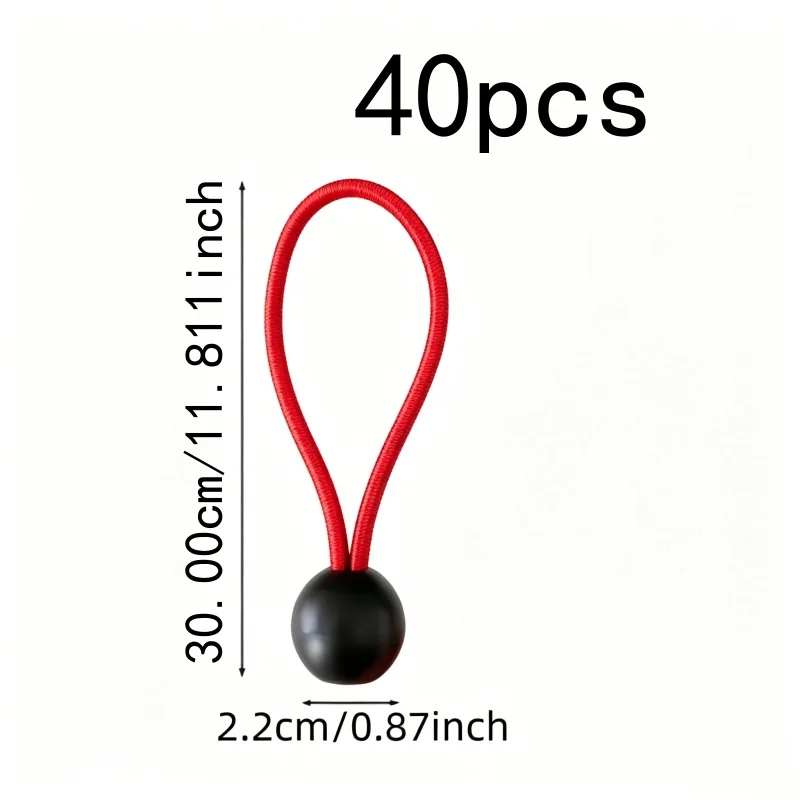 40 pcs 30cm Nylon Stretch Ropes Wear Resistant Durable, designed for Camping Tent Tie Down, High Elastic Resilience