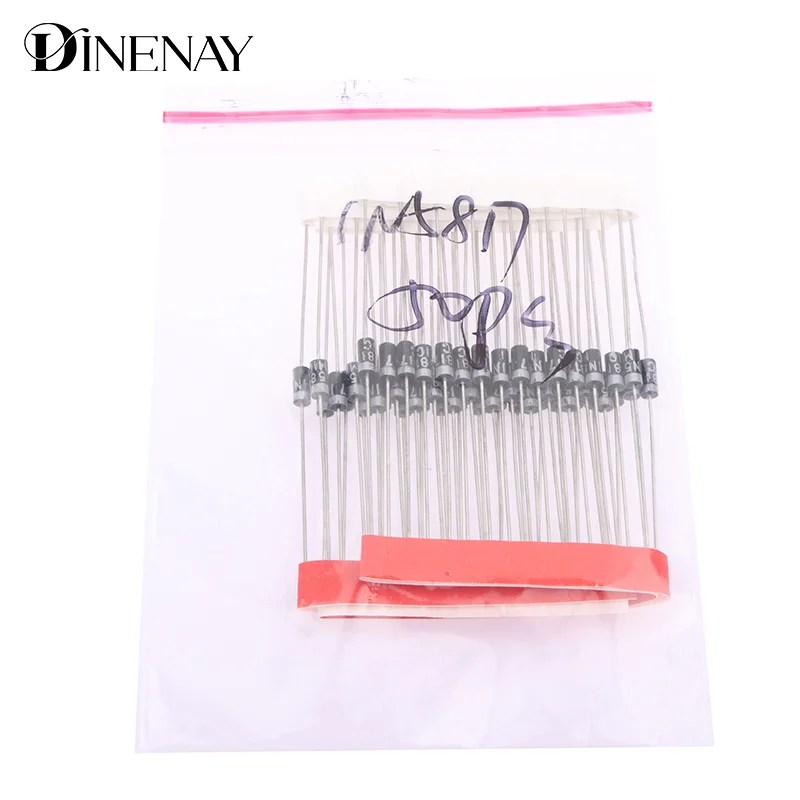 50Pcs Schottky Rectifier Diodes 1N5817 1N5819 Direct Insertion Schottky Diodes DO-41 1A 20V-40V IN5817 IN5819