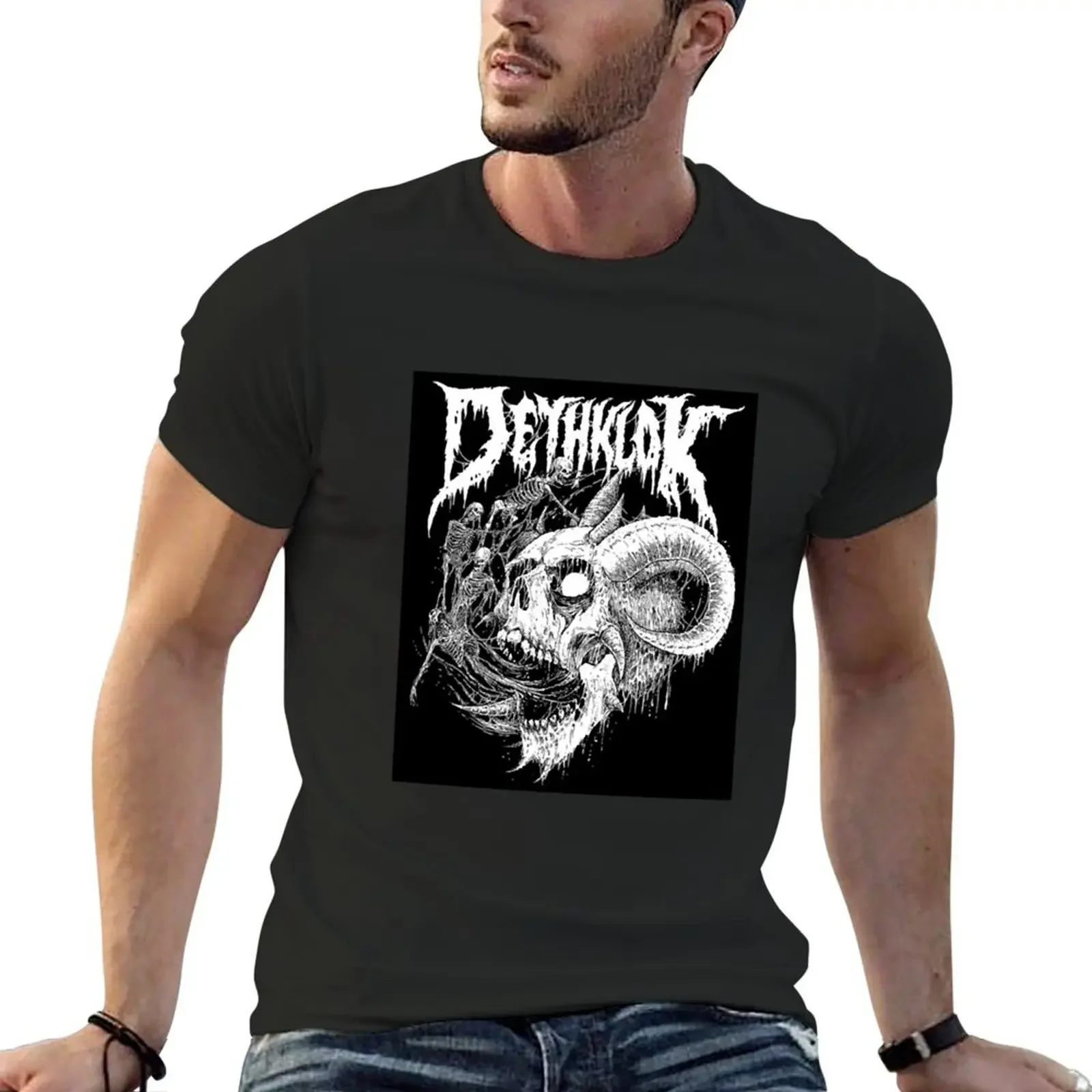 best skull logo rock band dethklok mestikoemelu Graphic T-Shirt anime stuff blue archive cotton t shirt men