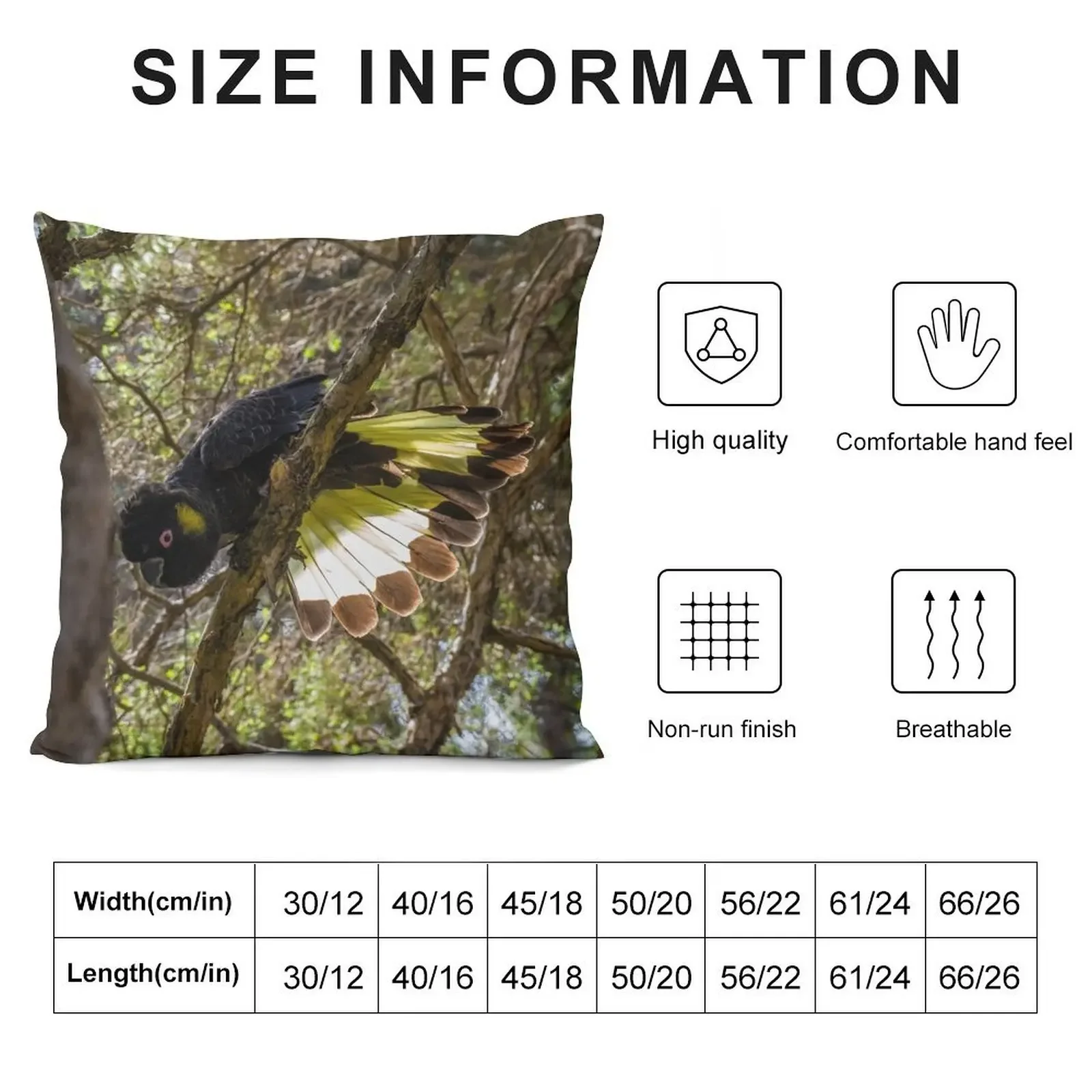 Yellow-tailed Black Cockatoo Throw Pillow Luxury Cushion Cover Decorative Cushions For Luxury Sofa Luxury Pillow Case pillow