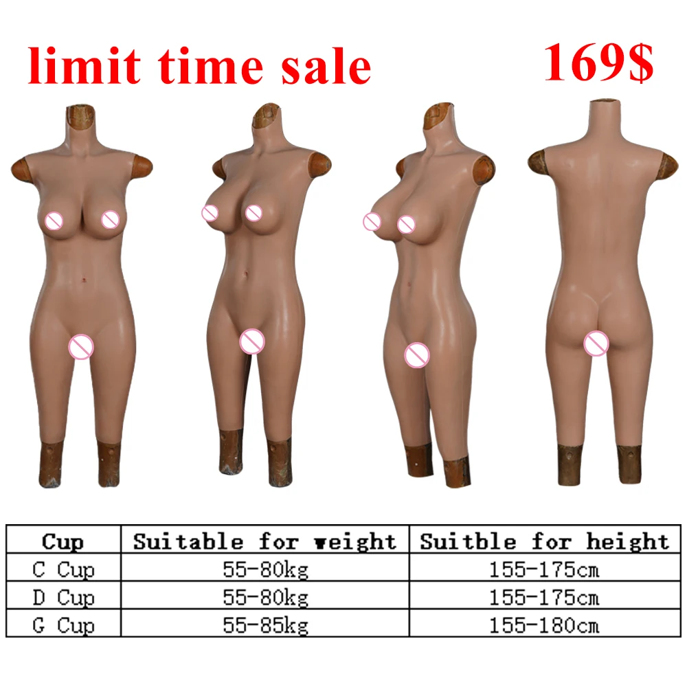 CDG Cup Silicone Bodysuit Full Body Suit Crossdresser Male to Female Fake Boobs Jumpsuit Crossdressing Silicone Bodysuit