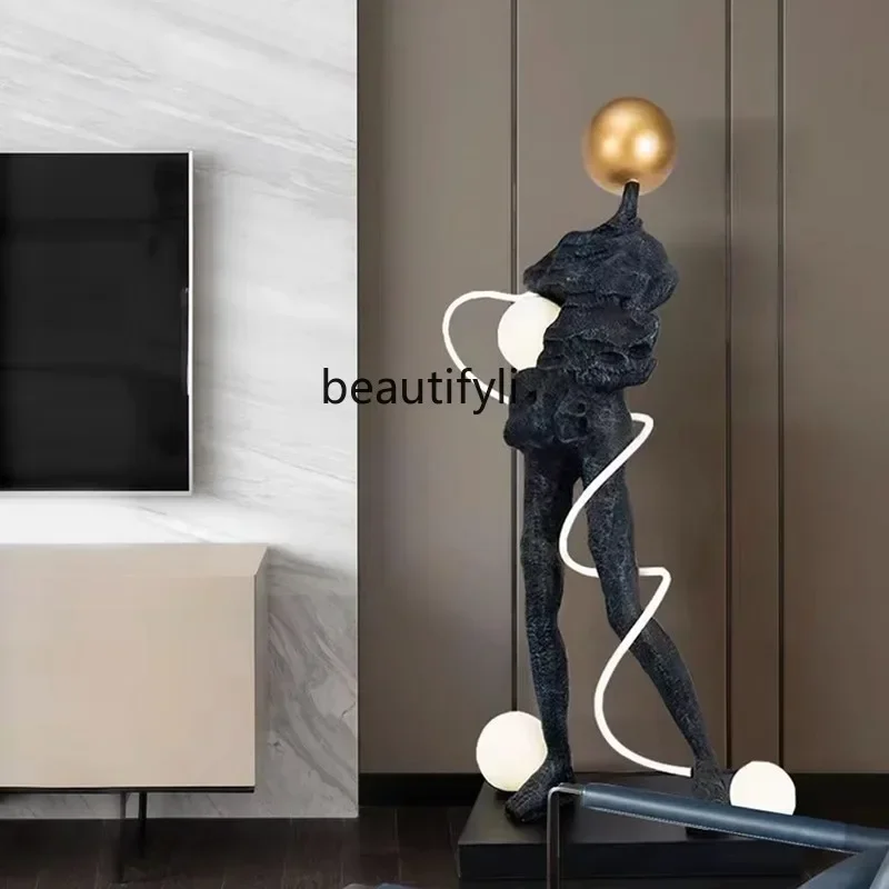 

Figure installation Floor-to-ceiling large ornament Abstract pants sculpture Modern duplex building, hotel lobby