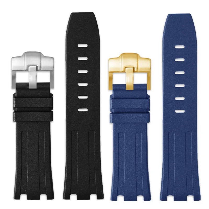 

For AP Rubber Strap Offshore Series AP26331 15710 26470 Waterproof Fluororubber Wristband Black Blue Watch Strap Male 28mm